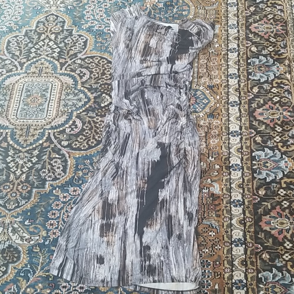 Halston Heritage Gray & Brown Patterned Dress